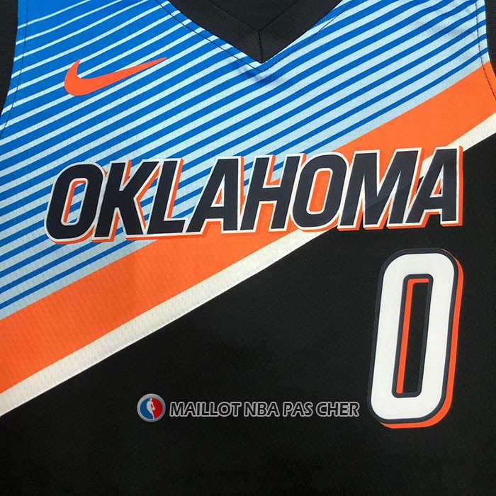 Maillot Oklahoma City Thunder Russell Westbrook NO 0 Ville 2020-21 Noir